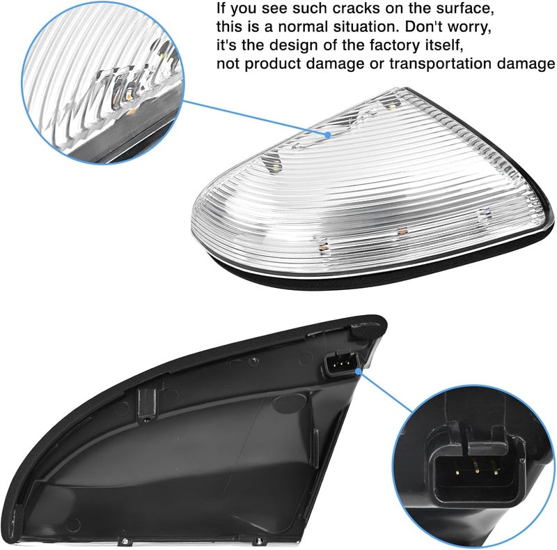 TOP-MAX Ram Puddle Light Front Mirror Turn Signal, Right Passenger + Left Driver LED Side Marker Mirror Lamp Compatible with Dodge Ram 1500 2500 2009-2018 68064949AA 68064948AA - Image 2